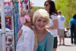 A child meets "Elsa" at Mt Laurel's annual Spring Festival.  