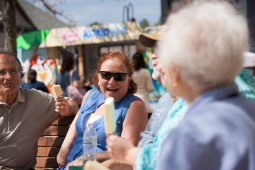 Neighborhood residents indulge in sweet treats and good company during the Mt Laurel Spring Festival.  