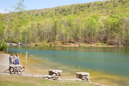 Mt Laurel's Spoonwood Mountain Lake offers opportunities for fishing, swimming, or playing on the beach.           