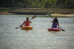 Enjoy kayaking on Mt Laurel's 11-acre Spoonwood Mountain Lake.  