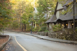Tree lined streets and locally harvested stone accent the homes in Mt Laurel.       